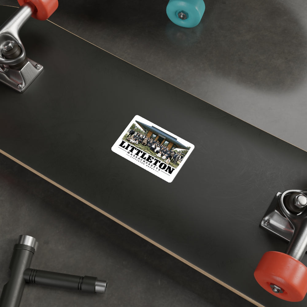 Illustrated Littleton Depot in Littleton on die-cut sticker