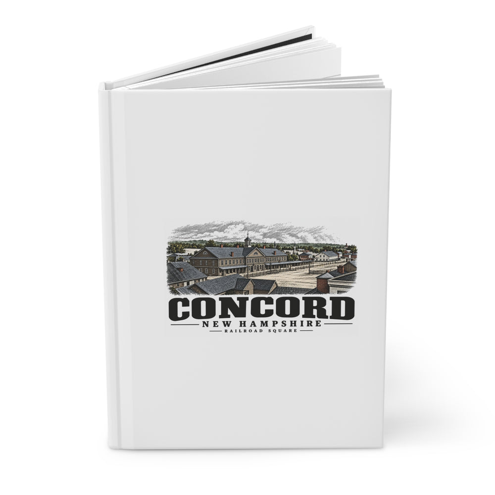 Angled front cover of Railroad Square matte hardcover journal, Concord, New Hampshire.