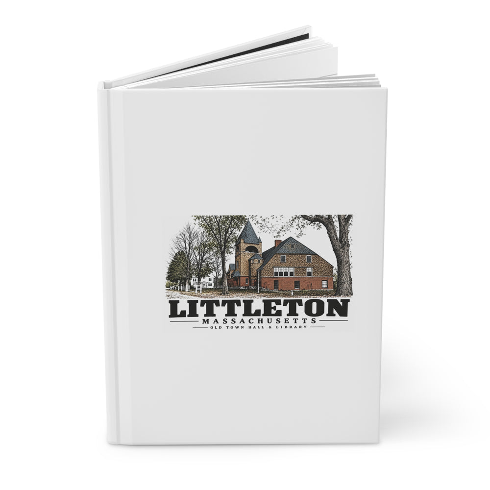 Illustrated Old Town Hall & Library in Littleton on matte hardcover journal