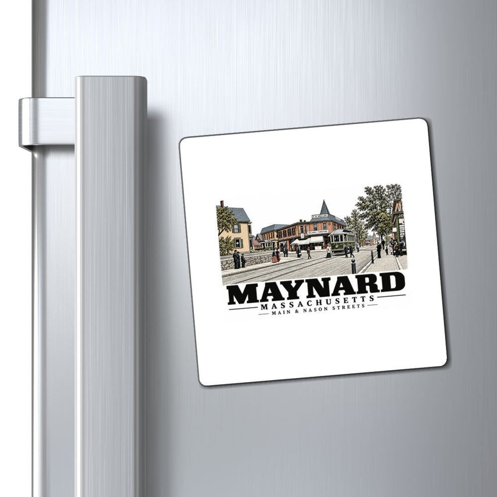 Illustrated Main & Nason Streets in Maynard on square magnet
