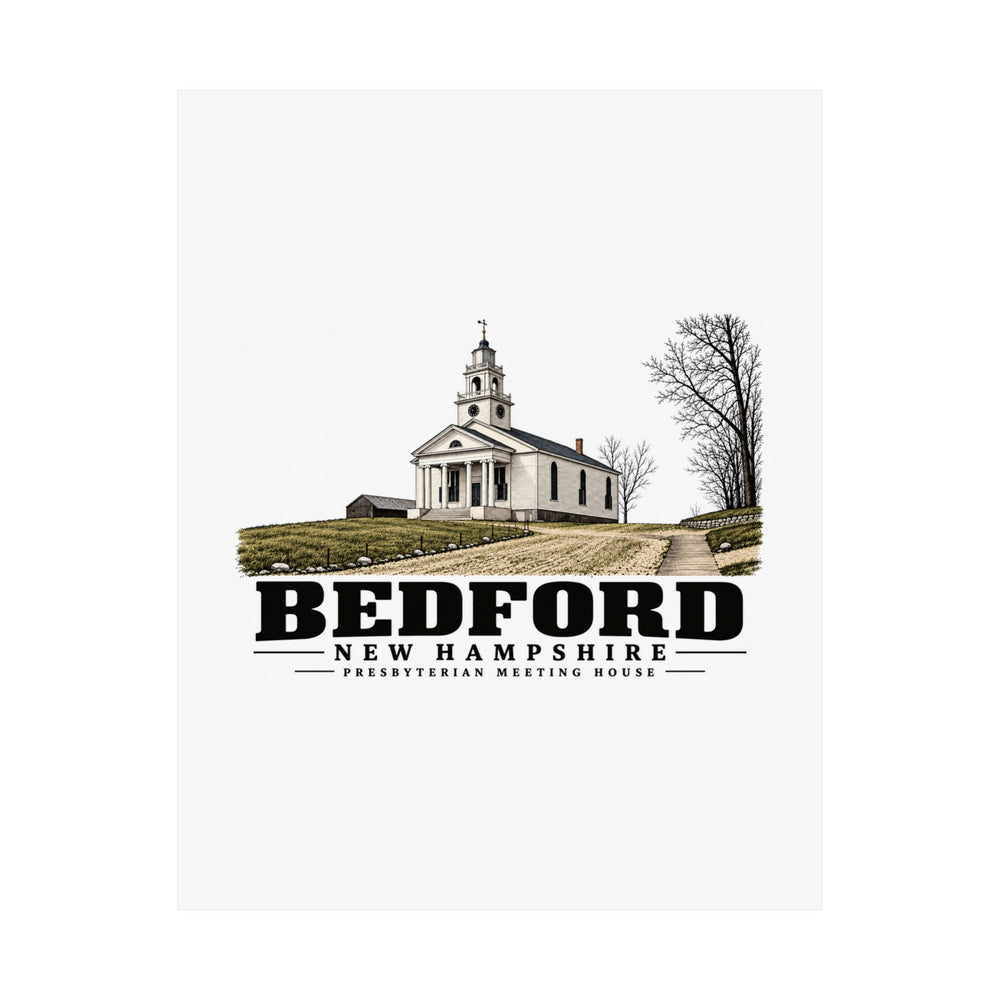 11 x 14 unclipped front of Presbyterian Meeting House matte poster, Bedford, New Hampshire.