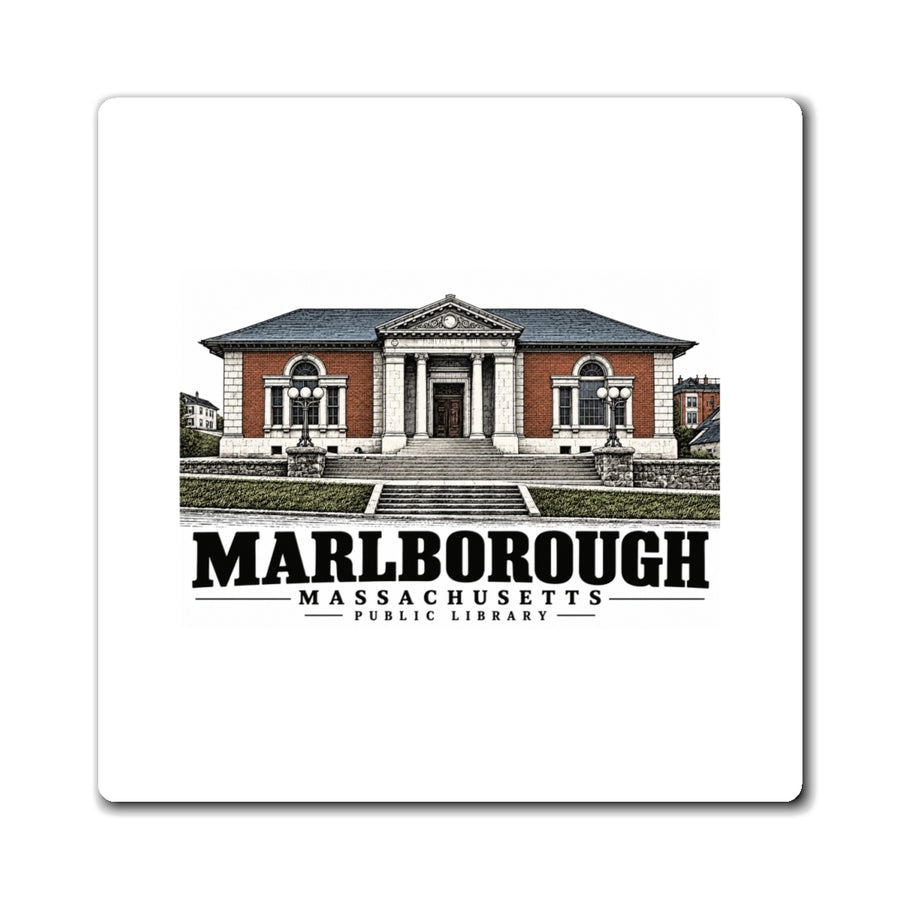Illustrated Public Library in Marlborough on square magnet