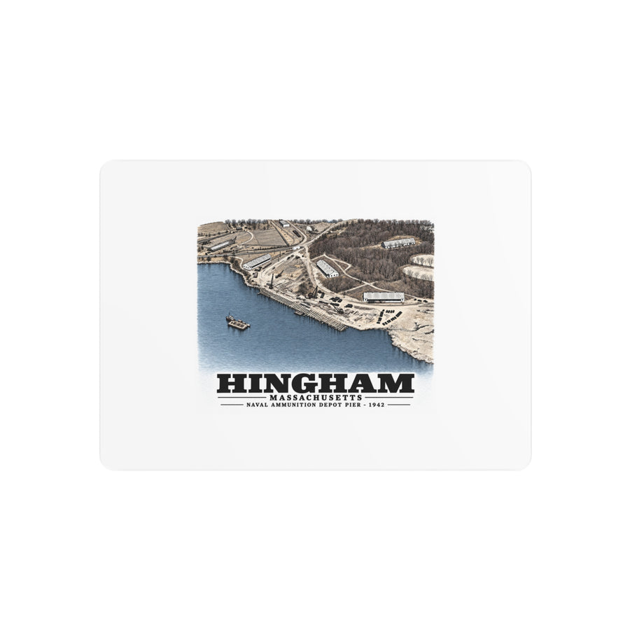 Construction progress New pier USNAD, Hingham, MA 7 × 5 in Horizontal Metal Wall Art - Boston Harbor