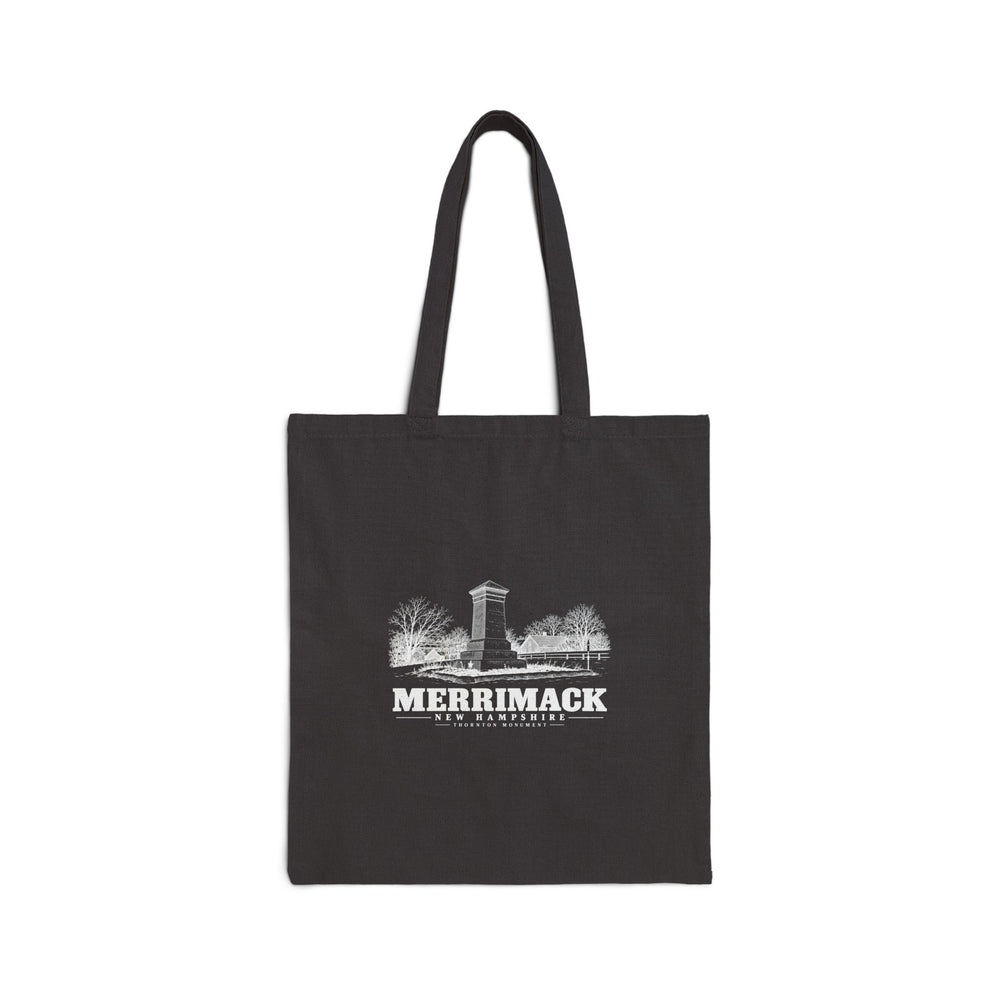 The Thornton Monument, winter scene Natural + Black Heavy Canvas Tote - Merrimack Valley Goods