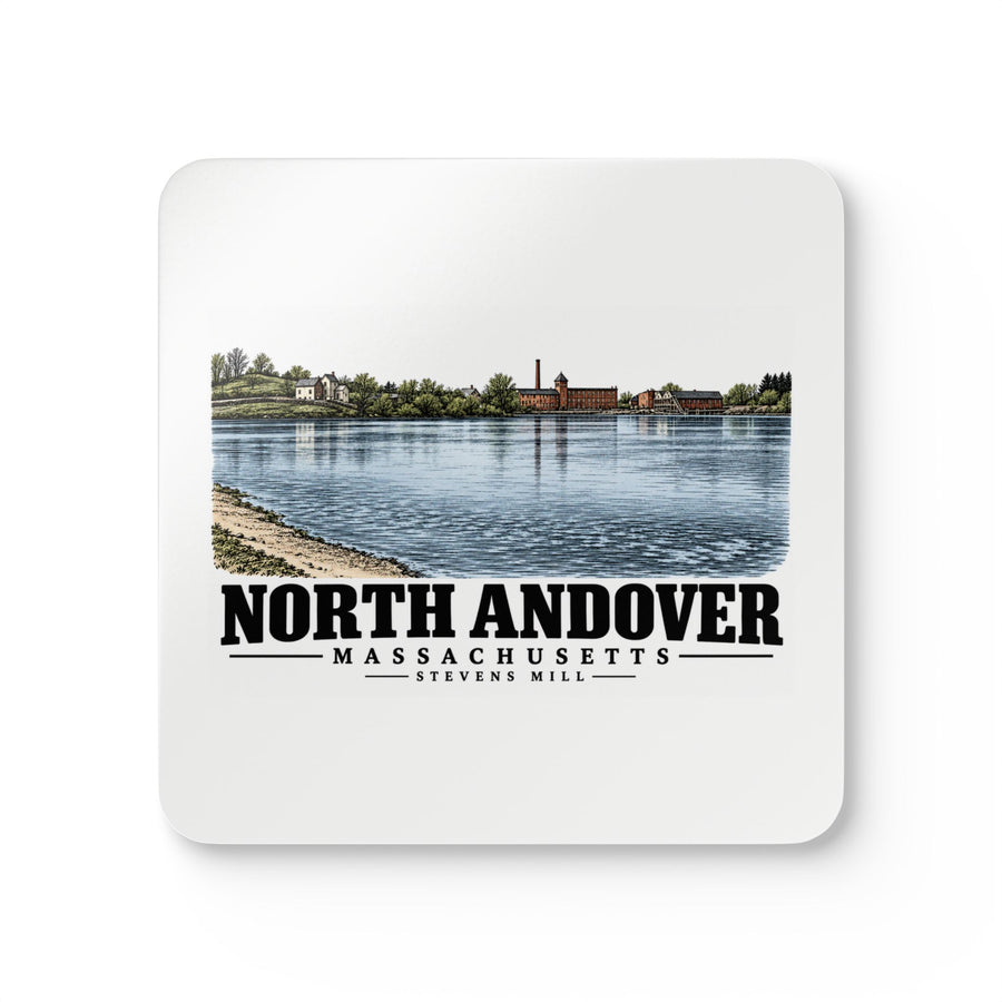 North Andover View at the Stevens Mill, North Andover Cork Back Coaster Set - Merrimack Valley Goods