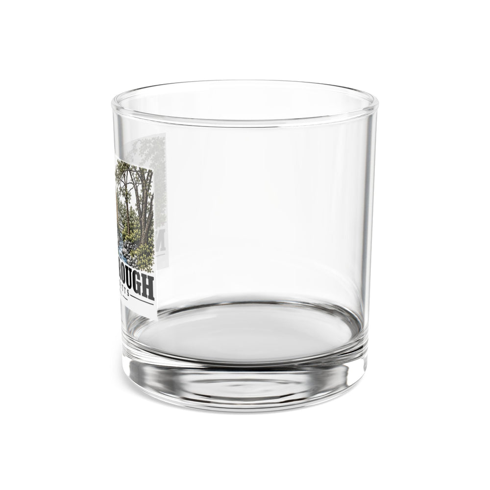 Illustrated Brigham Mill in Northborough on rocks glass