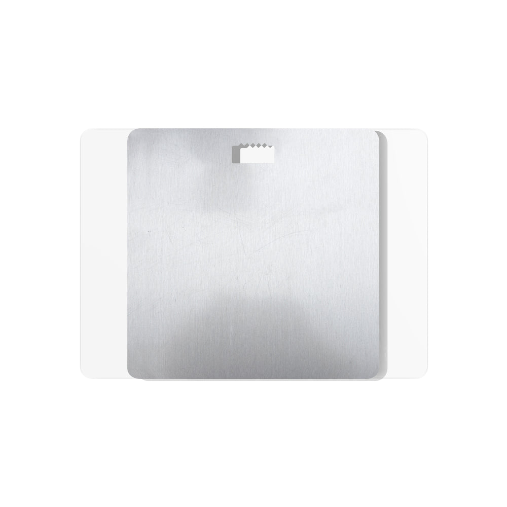 Silver reverse of the metal wall print with mounting plate and sawtooth hanger; artwork not visible