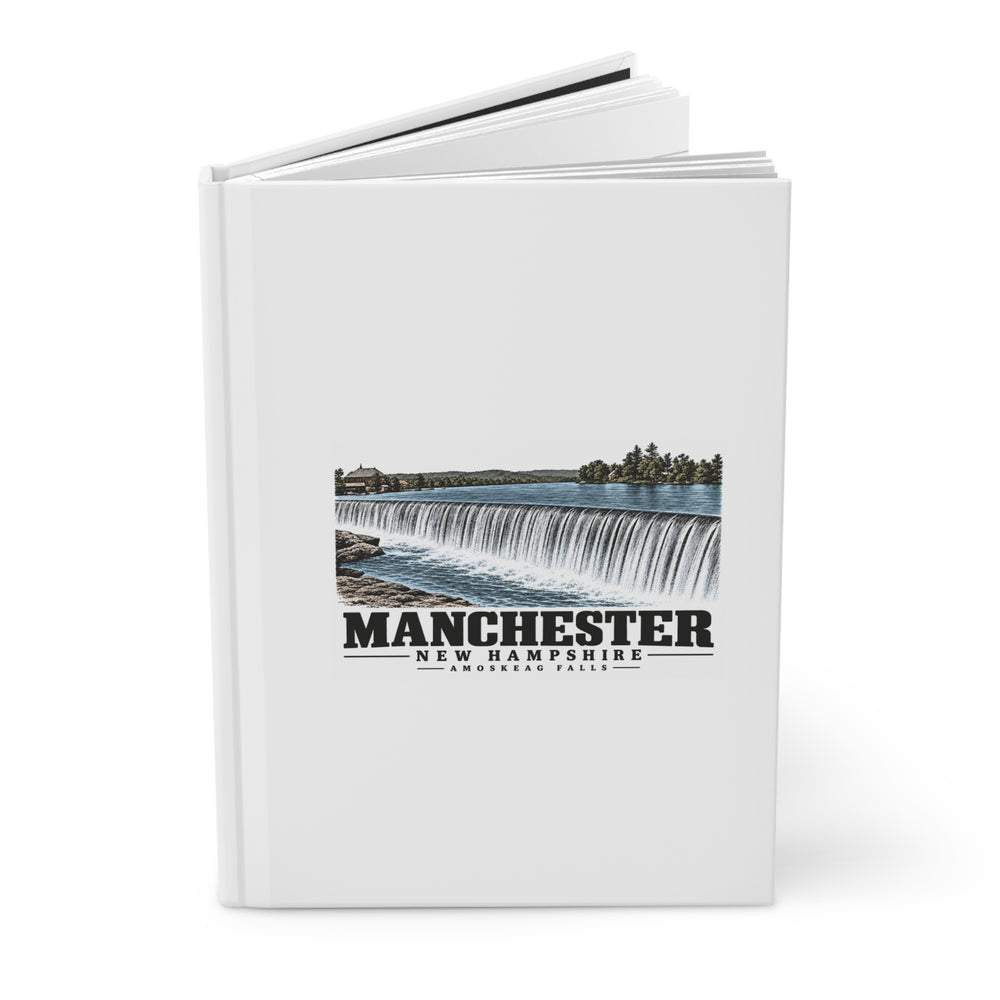 Manchester Amoskeag Falls and dam, published 1910 Matte Hardcover Journal - Merrimack Valley Goods