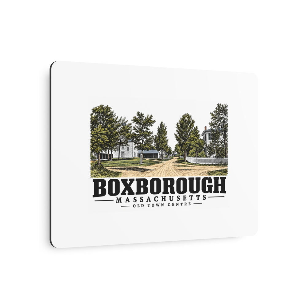 Illustrated Old Town Centre in Boxborough on metal art sign
