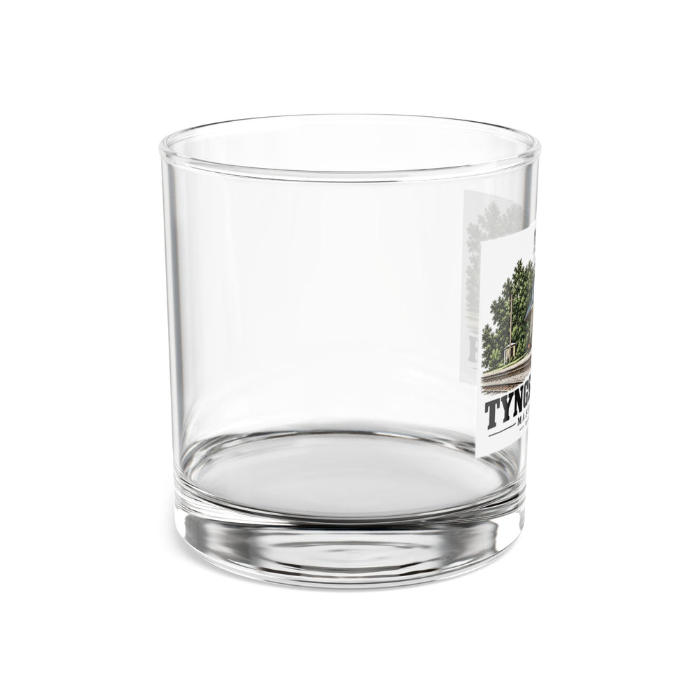 Tyngsboro railroad station, Tyngsborough illustration on 10 oz rocks glass — right side view