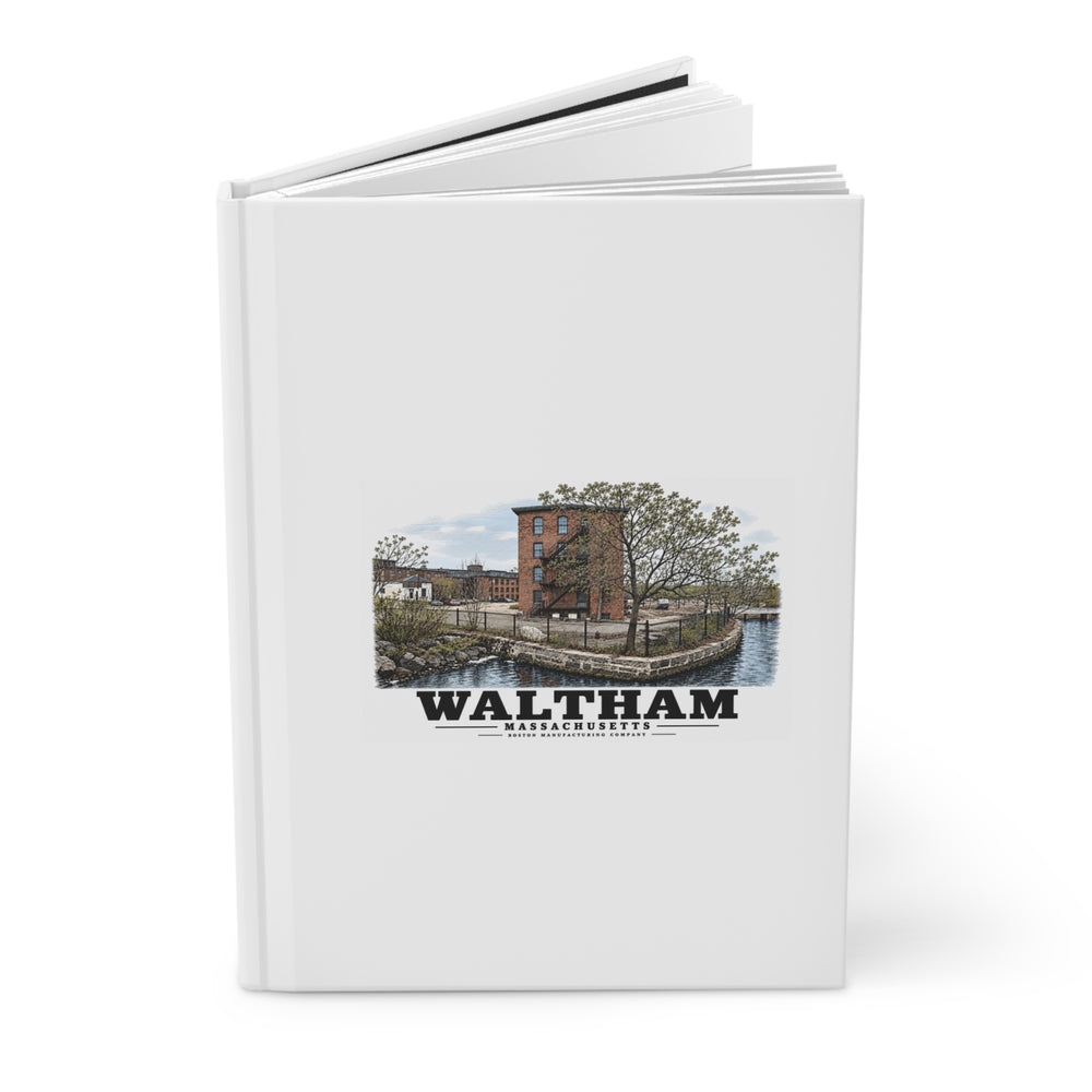 Illustrated Boston Manufacturing Company in Waltham on matte hardcover journal