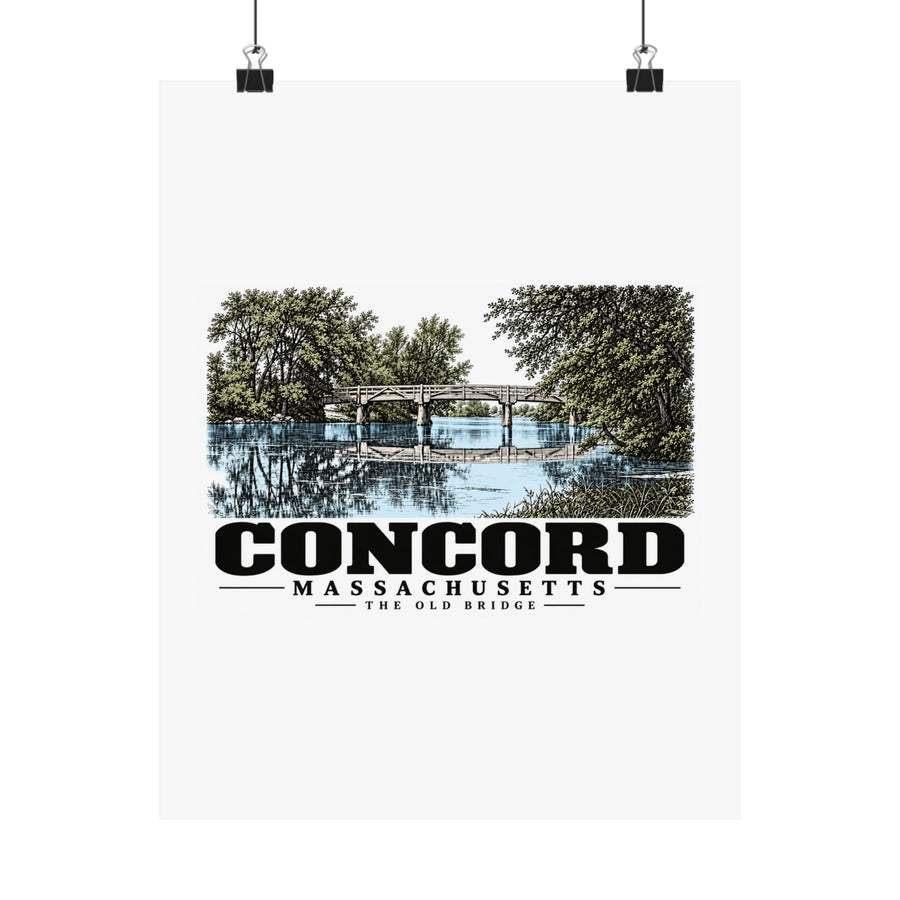 Illustrated The Old Bridge in Concord on unframed matte poster