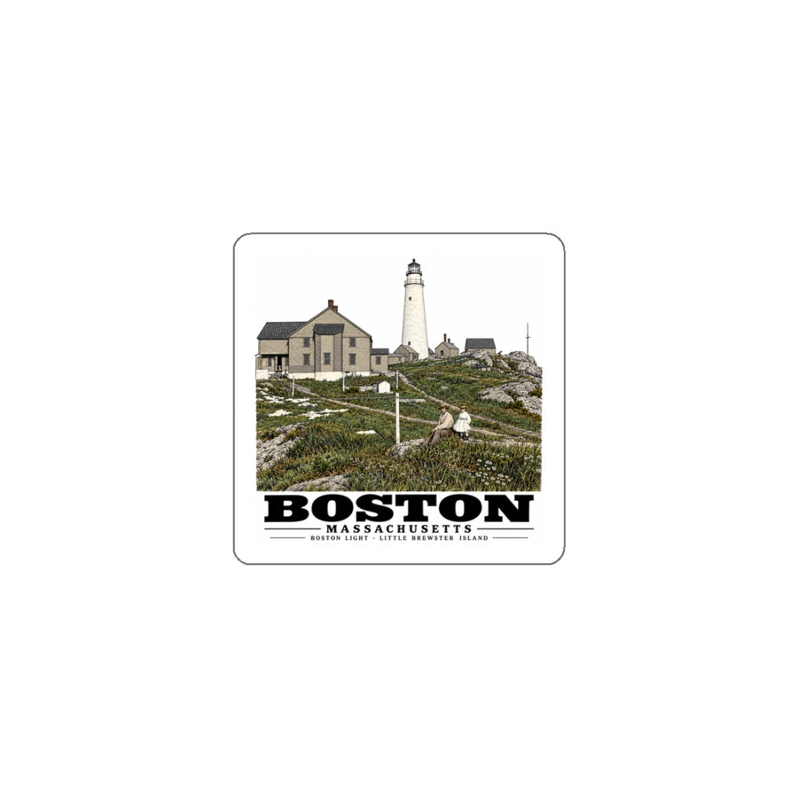 Boston Lower Light and Little Brewster, East 4 in White Die-Cut Sticker - Boston Harbor