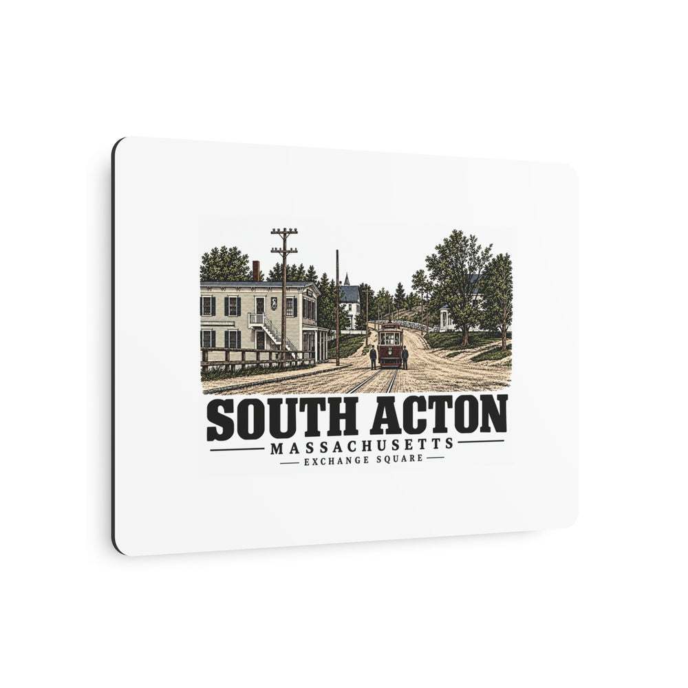 Illustrated Exchange Square in South Acton on metal art sign