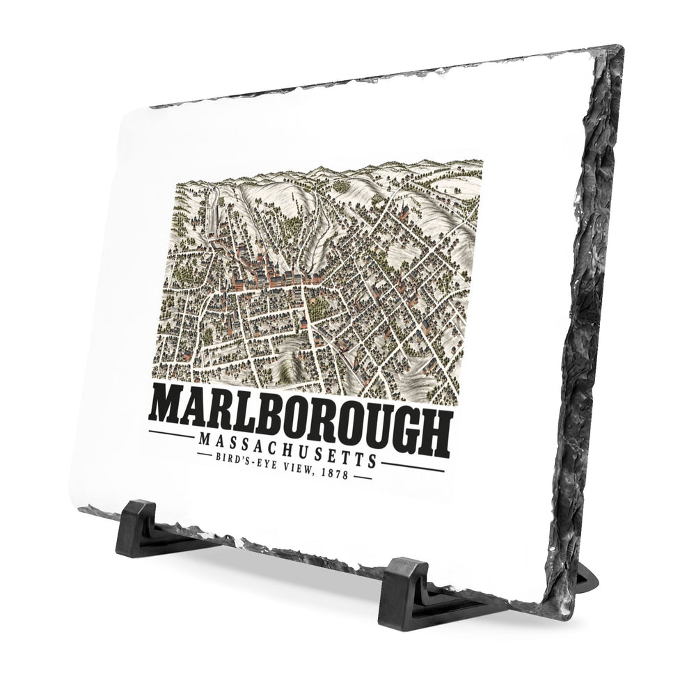 Illustrated Bird'S-Eye View, 1878 in Marlborough on slate desk plaque