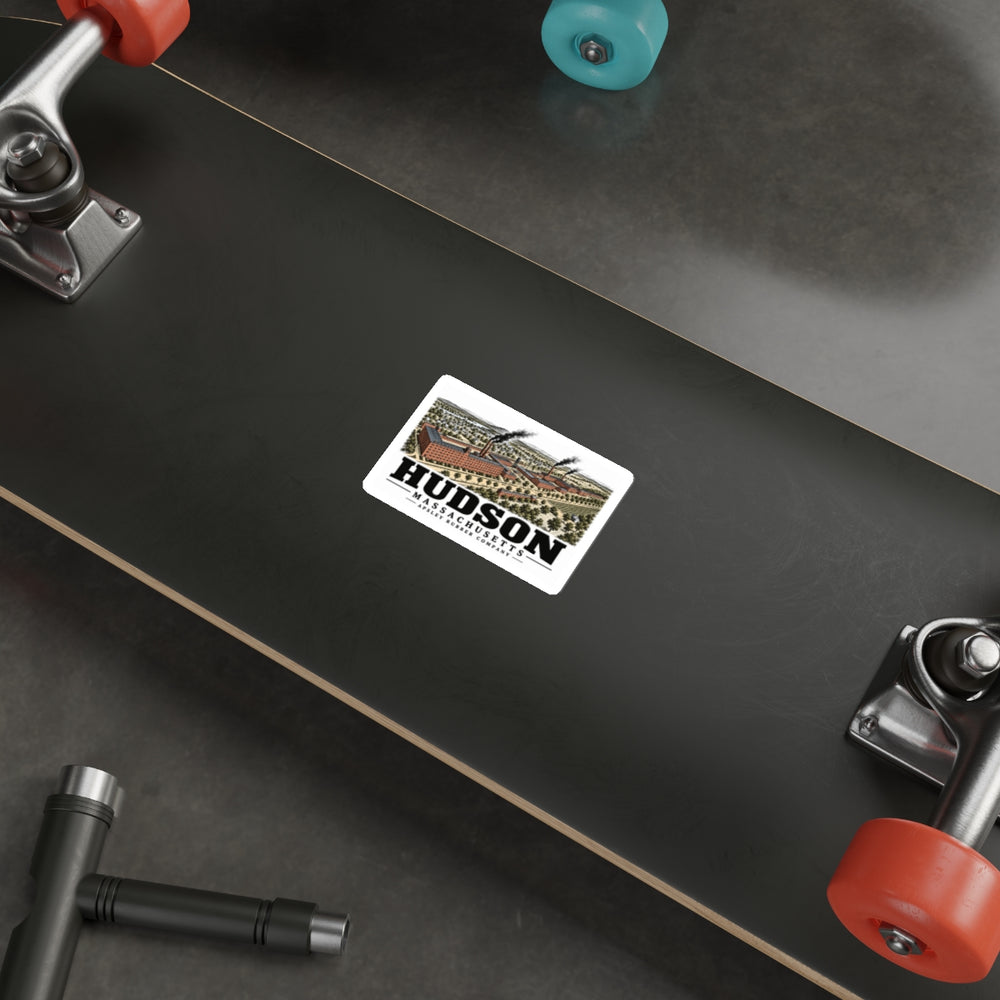 Illustrated Apsley Rubber Company in Hudson on die-cut sticker