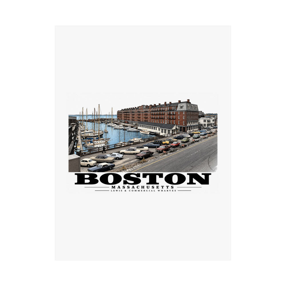 Marina between Lewis and Commercial Wharf Matte Heritage Poster — 11 × 14 and 18 × 24 in - Boston Harbor
