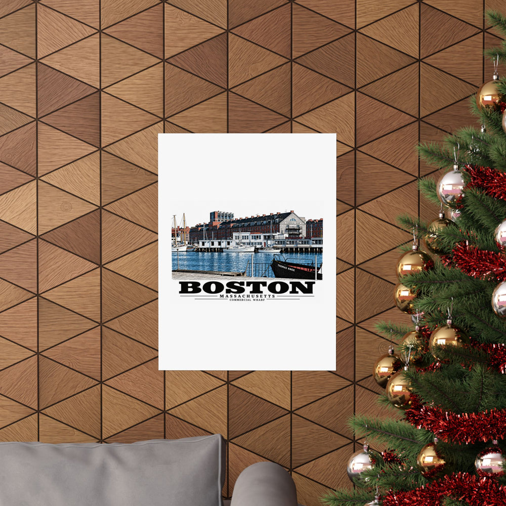 Commercial Wharf from Long Wharf Matte Heritage Poster — 11 × 14 and 18 × 24 in - Boston Harbor