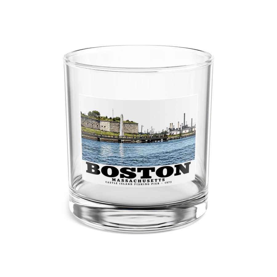 Castle Island, includes Fishing Pier 10 oz Rocks Glass - Boston Harbor