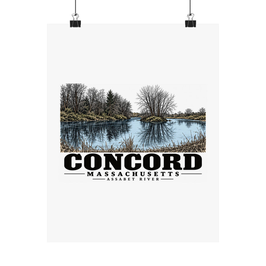 Illustrated Assabet River in Concord on unframed matte poster