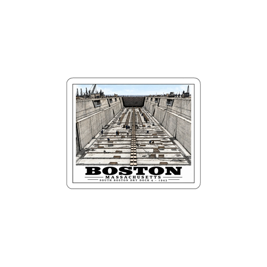 Dry dock #4 US Naval Dry dock, South Boston, completed June 1943 4 in White Die-Cut Sticker - Boston Harbor
