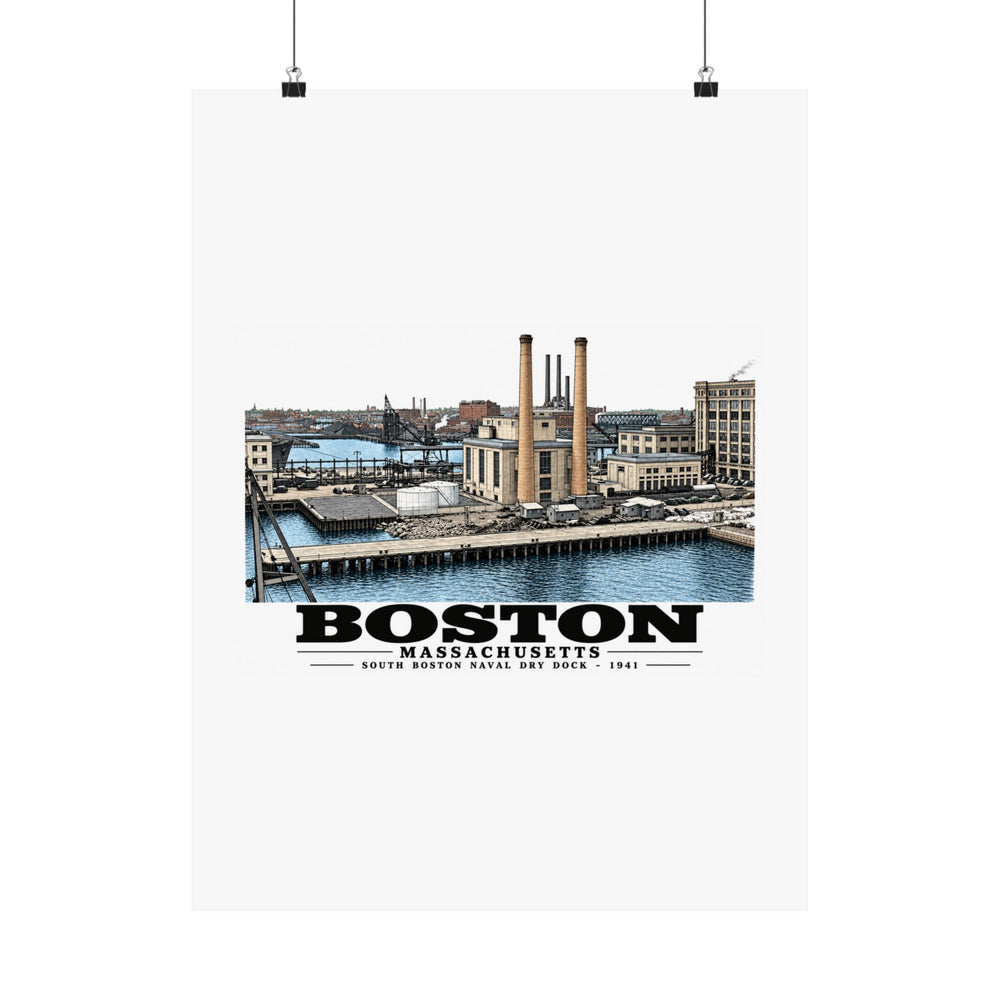 South Boston Dry Dock Area Mar 29-41 from roof of elevator shaft SE Matte Heritage Poster — 11 × 14 and 18 × 24 in - Boston Harbor