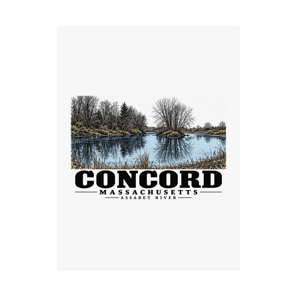 Illustrated Assabet River in Concord on unframed matte poster