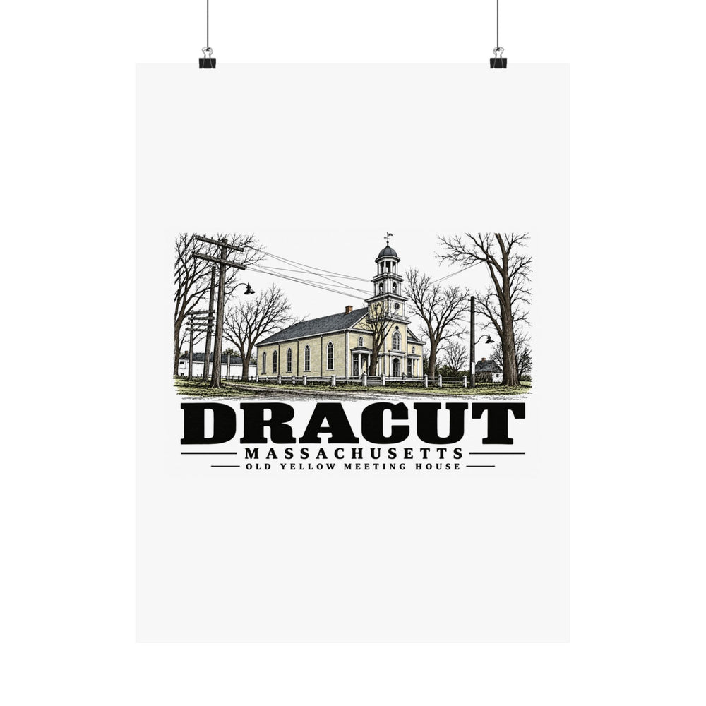 18 x 24 front of Old Yellow Meeting House matte poster, Dracut, Massachusetts.