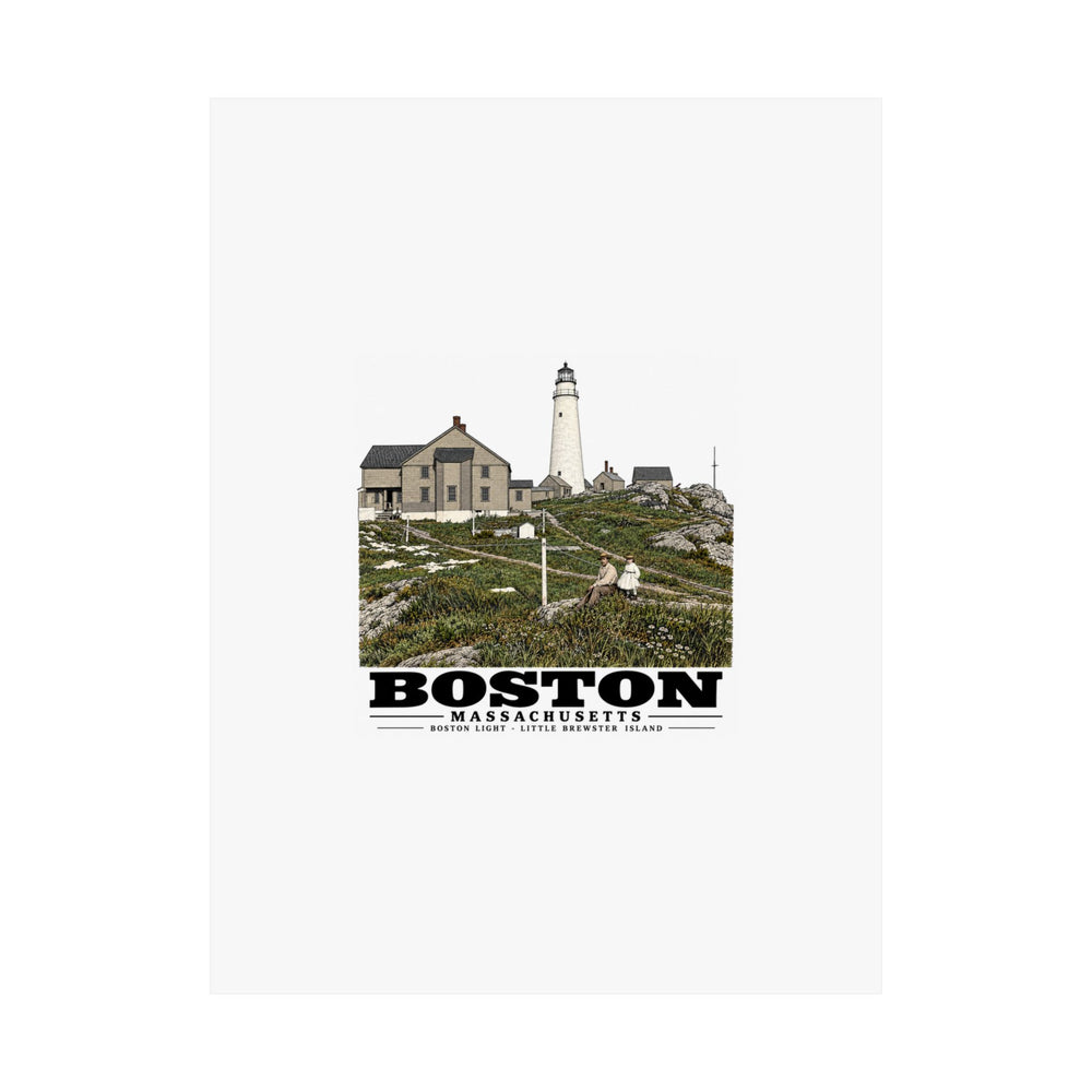 Boston Lower Light and Little Brewster, East Matte Heritage Poster — 11 × 14 and 18 × 24 in - Boston Harbor
