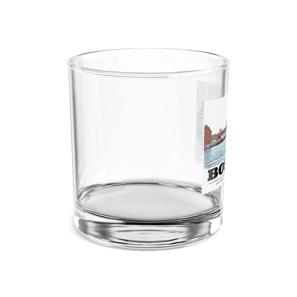 Long Wharf left to Commercial and Lewis right 10 oz Rocks Glass - Boston Harbor