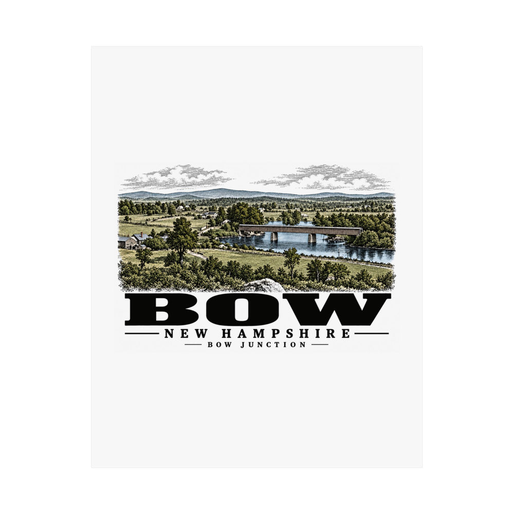 11 x 14 unclipped front of Bow Junction Covered Railroad Bridge matte poster, Bow, New Hampshire.