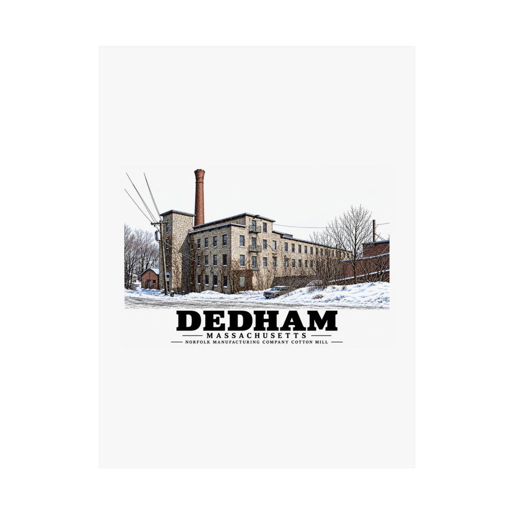 Illustrated Norfolk Manufacturing Company Cotton Mill in Dedham on unframed matte poster