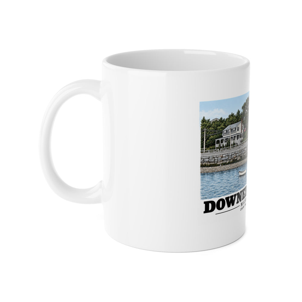 Downer's Landing, Mass. 11 oz White Ceramic Mug - Boston Harbor