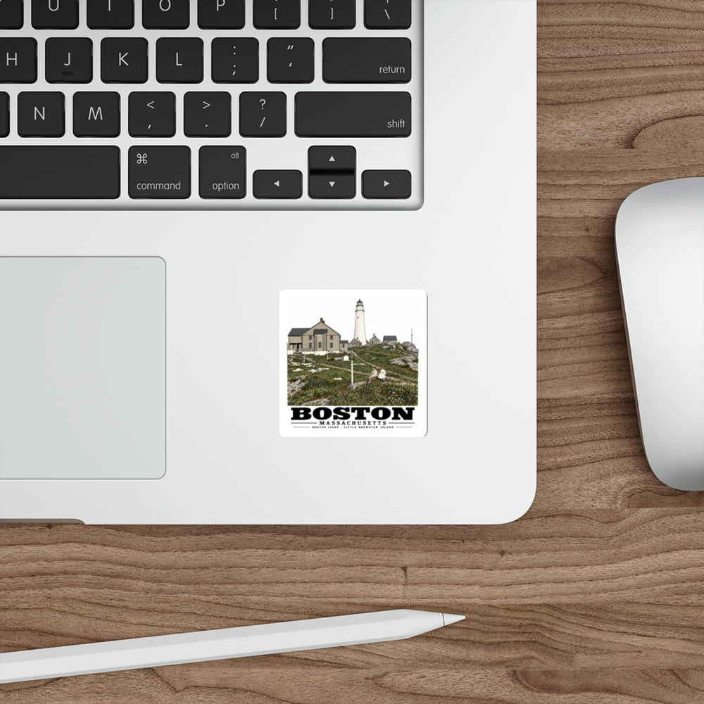 Boston Lower Light and Little Brewster, East 4 in White Die-Cut Sticker - Boston Harbor