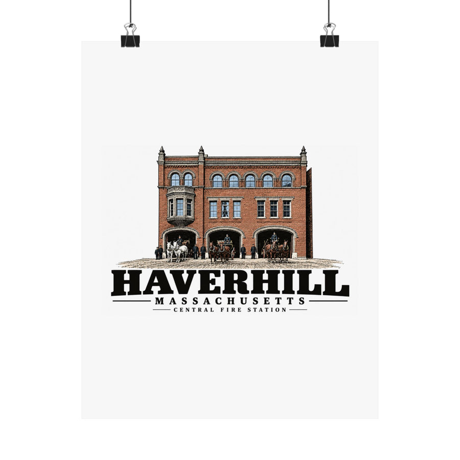 11 x 14 front of Central Fire Station matte poster, Haverhill, Massachusetts.