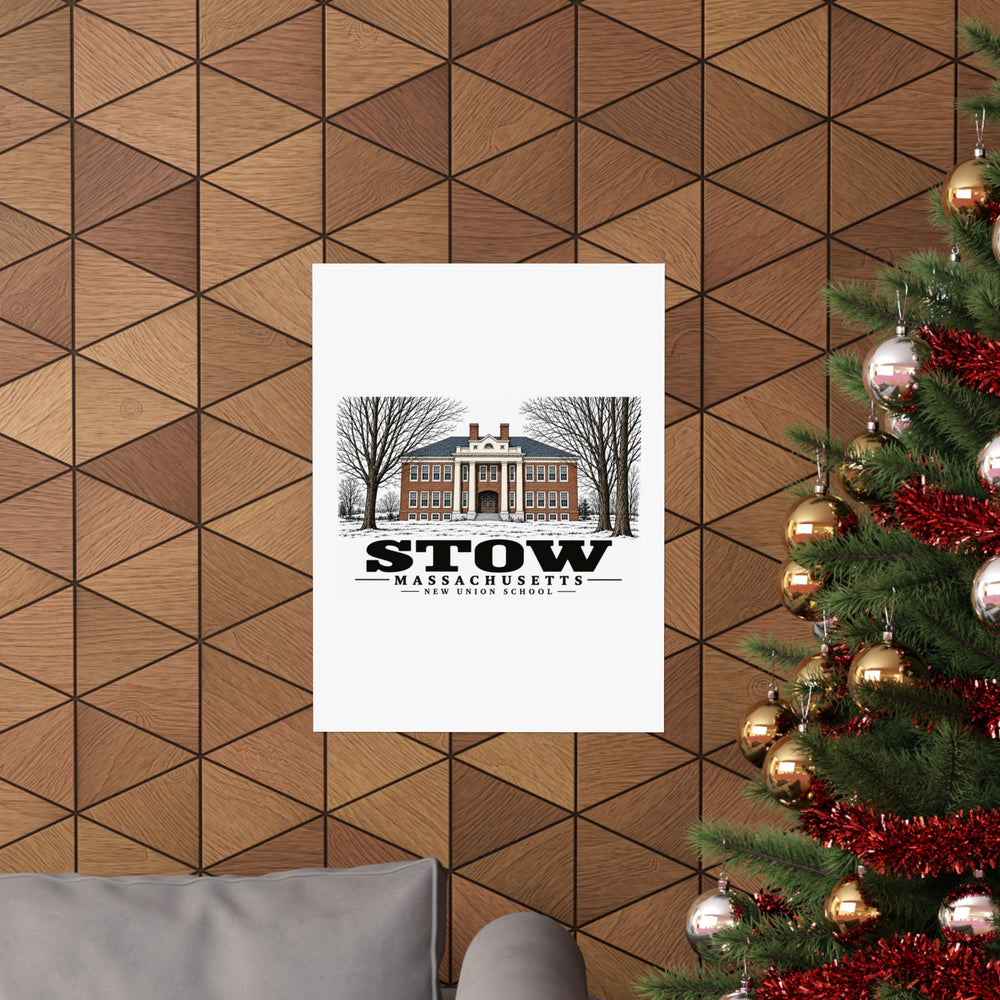 Illustrated New Union School in Stow on unframed matte poster