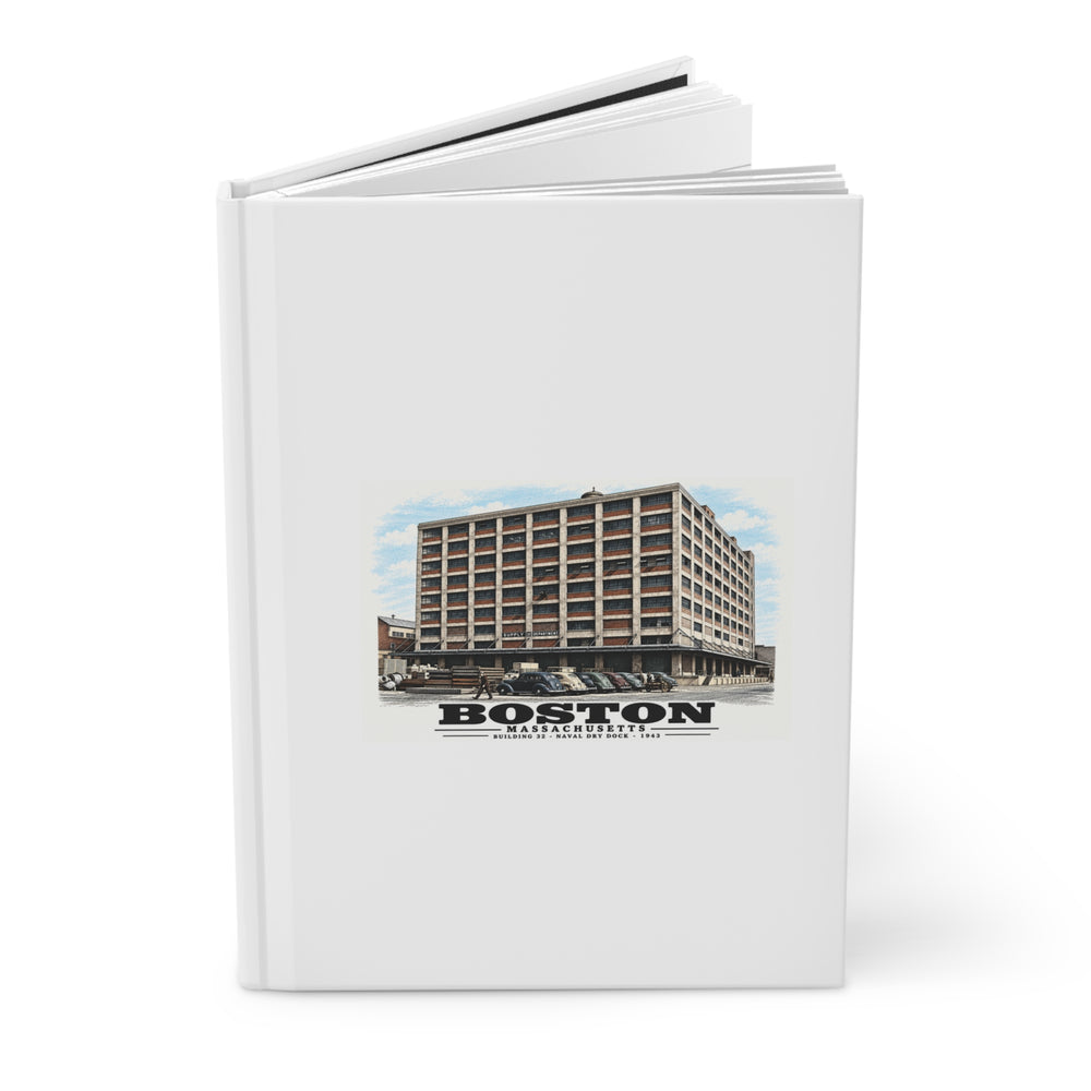 Building #32 US Naval Dry Dock, South Boston, Completed 3/1943 Matte Hardcover Journal - Boston Harbor