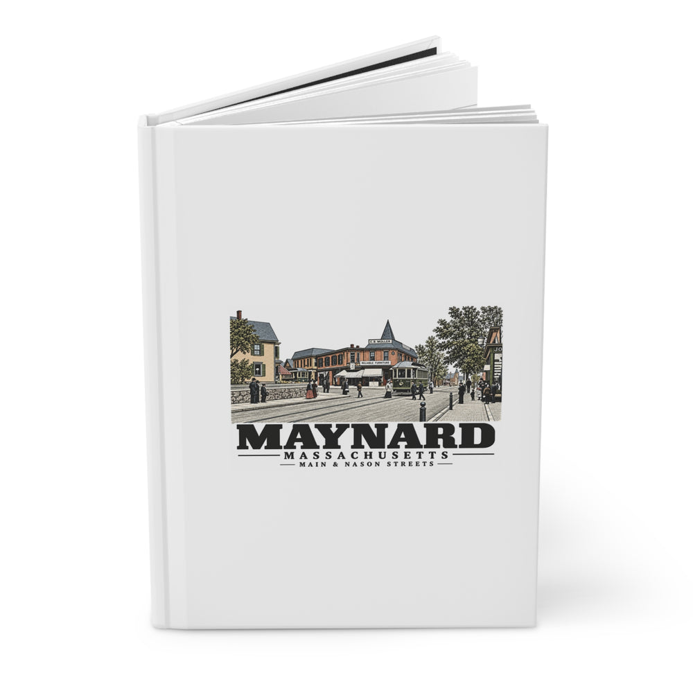 Illustrated Main & Nason Streets in Maynard on matte hardcover journal