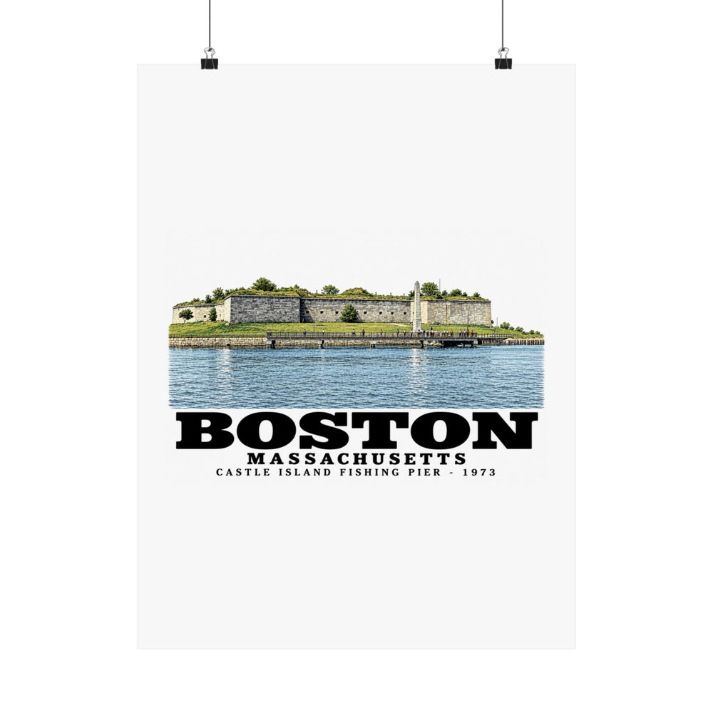 Castle Island, includes Fishing Pier Matte Heritage Poster — 11 × 14 and 18 × 24 in - Boston Harbor
