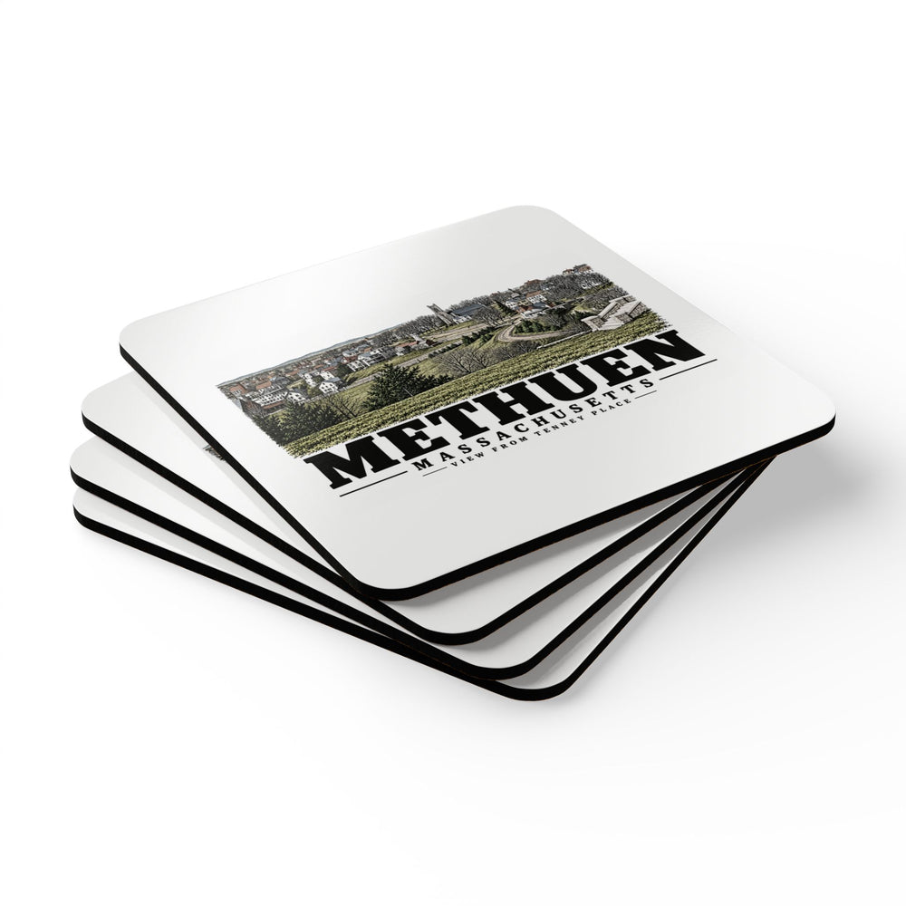 Methuen View of Methuen from the Tenney Place Cork Back Coaster Set - Merrimack Valley Goods