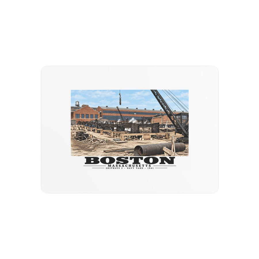Shipways #2 Start of construction Completed 9/1941 7 × 5 in Horizontal Metal Wall Art - Boston Harbor