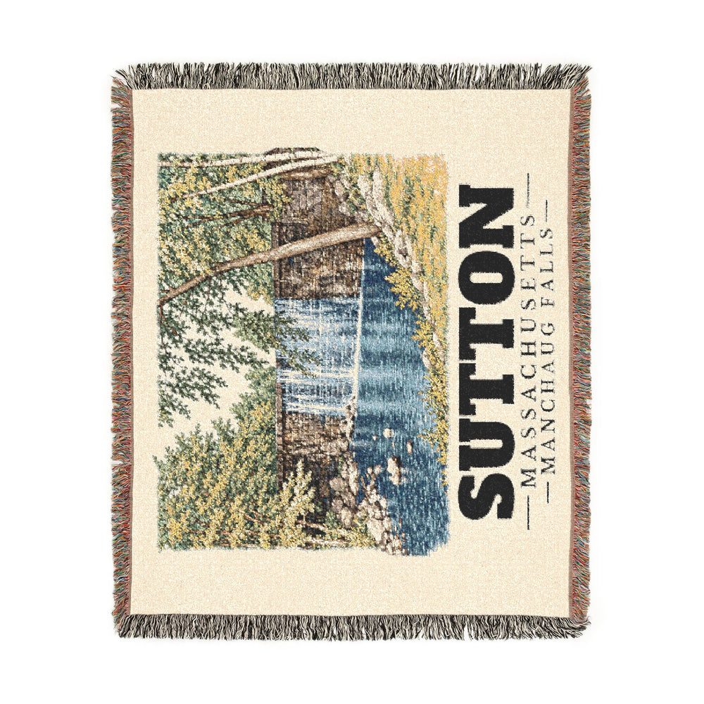 Manchaug Falls — Sutton, Massachusetts woven blanket, product view 2