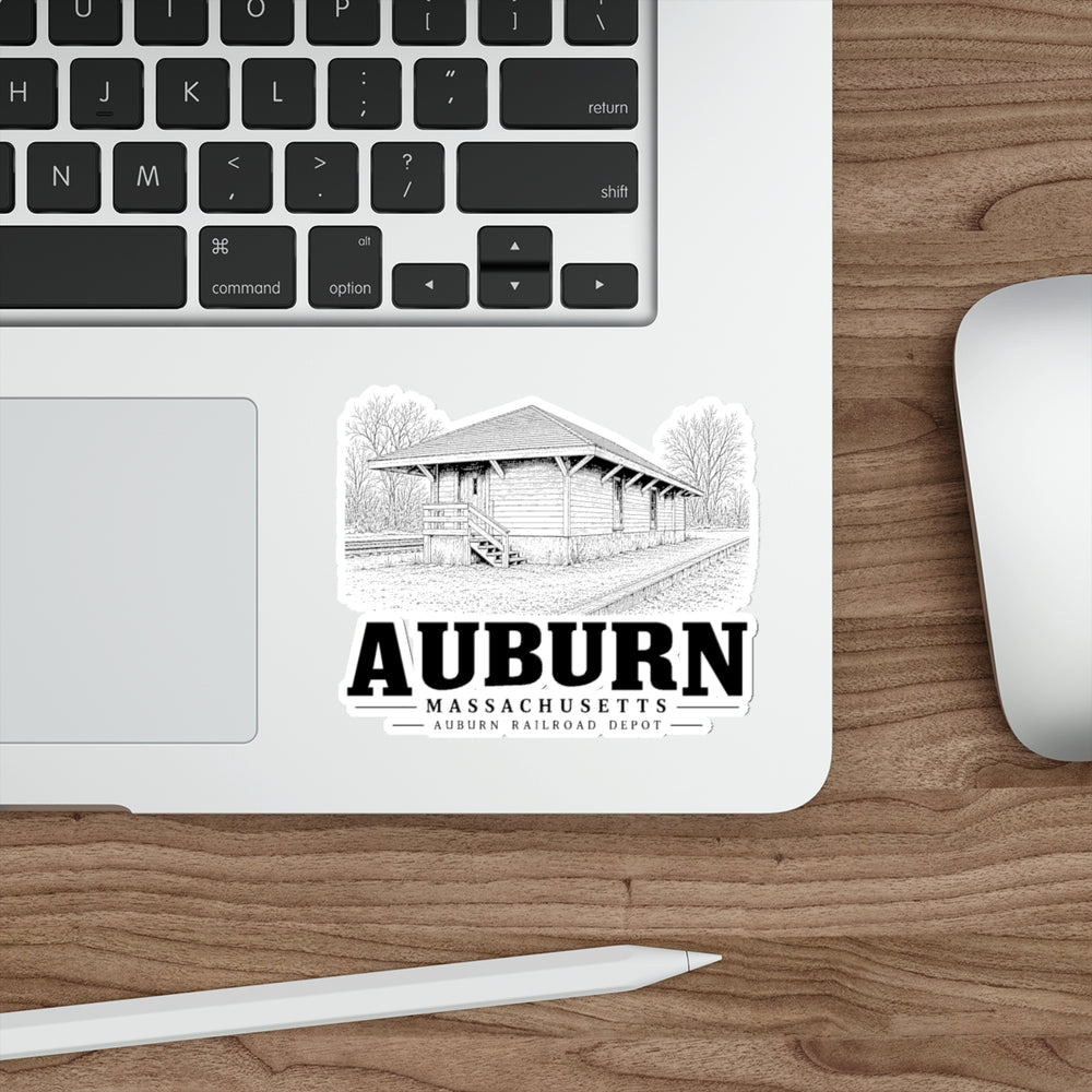 Auburn Railroad Depot 4 in Die-Cut Sticker in White — context-1 view