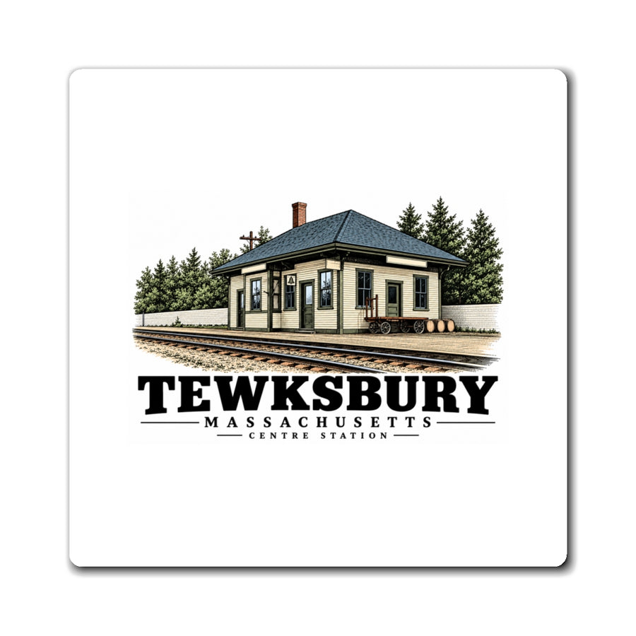 Front of Centre Station square vinyl magnet, Tewksbury, Massachusetts.