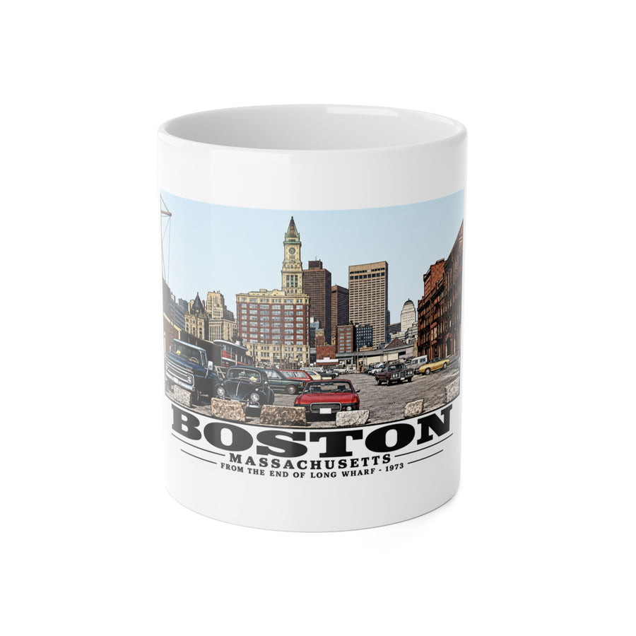 From end of Long Wharf 11 oz White Ceramic Mug - Boston Harbor