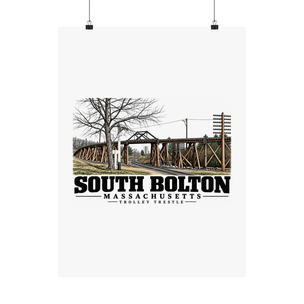 Illustrated Trolley Trestle in South Bolton on unframed matte poster