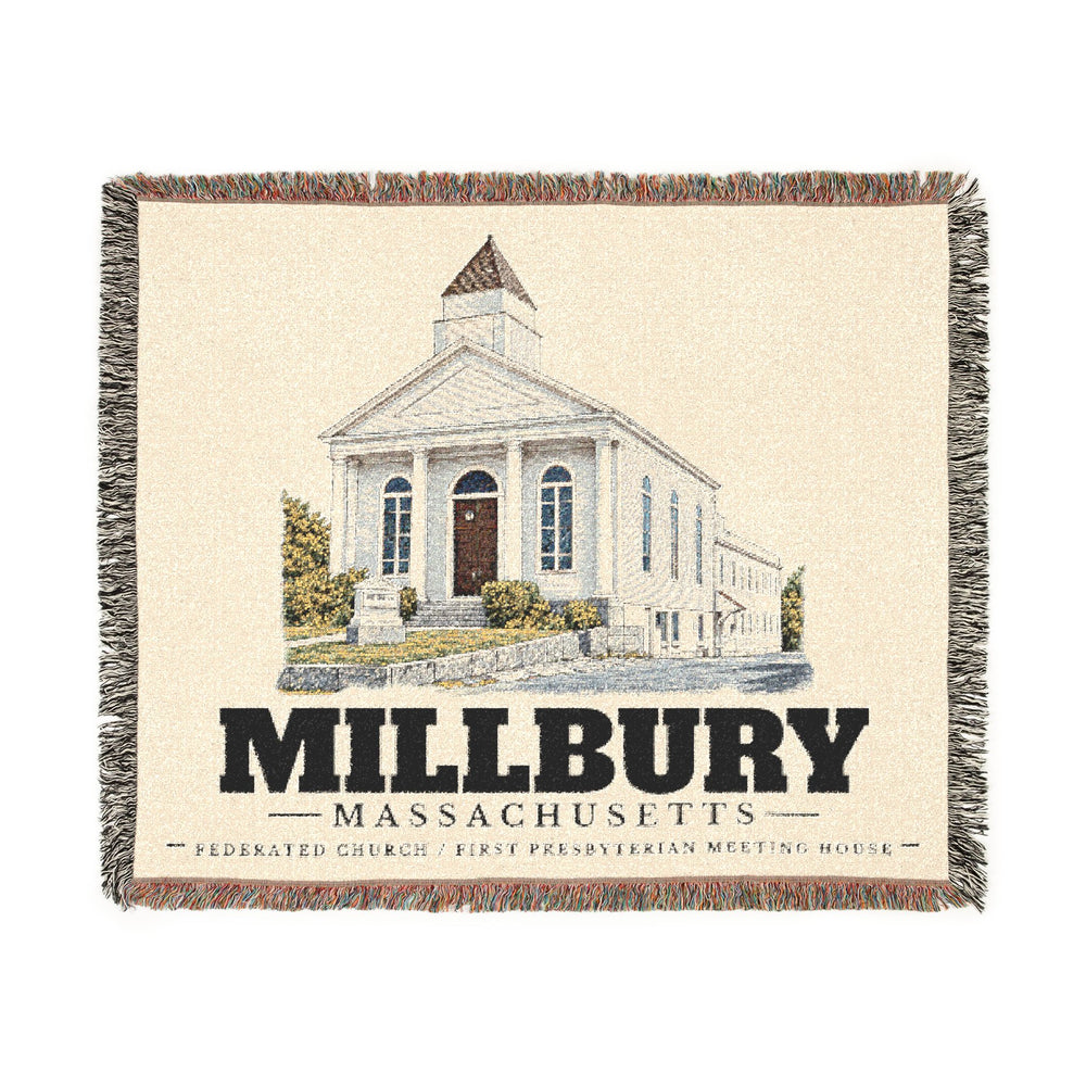 Federated Church / First Presbyterian Meeting House — Millbury, Massachusetts woven blanket, product view 1