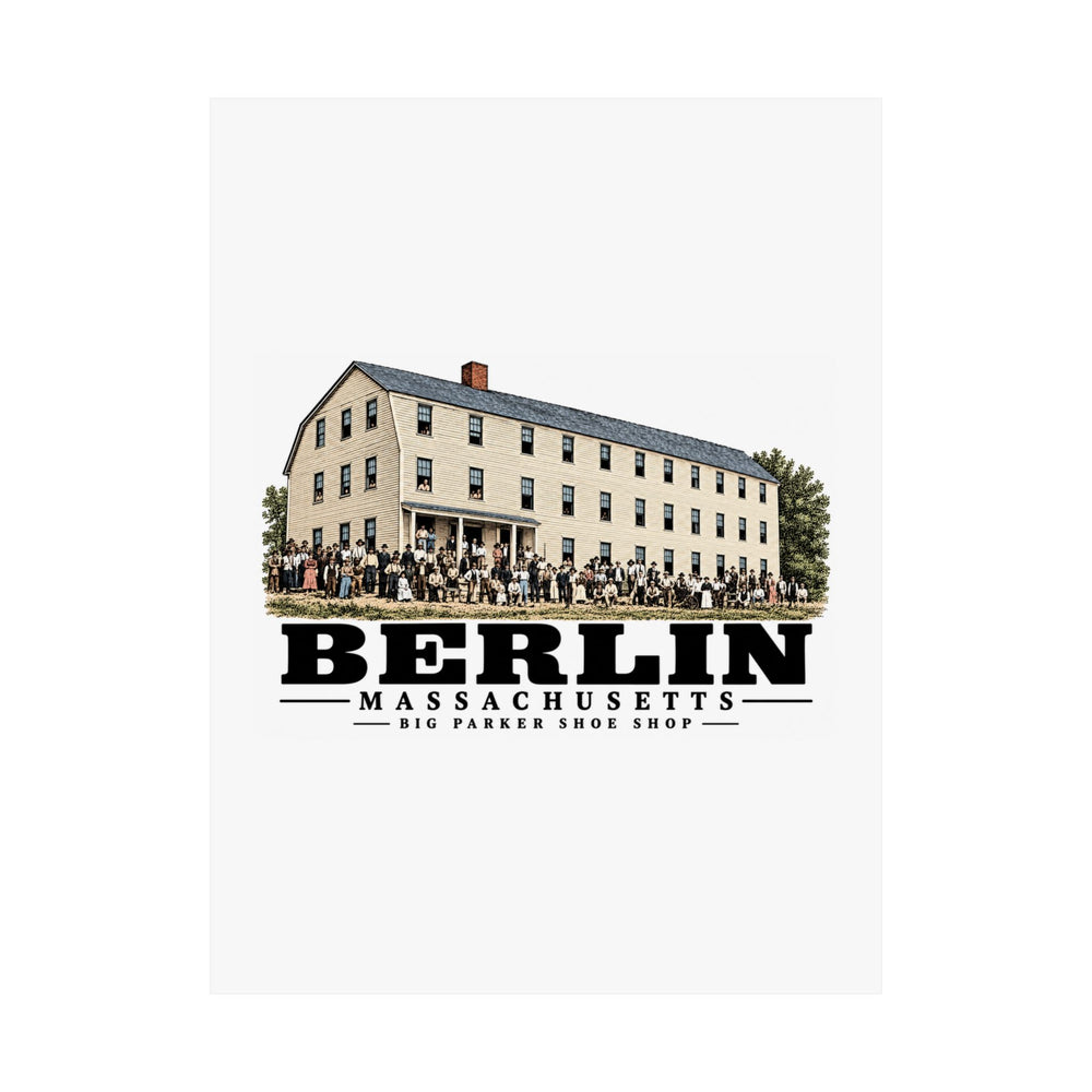 Illustrated Big Parker Shoe Shop in Berlin on unframed matte poster