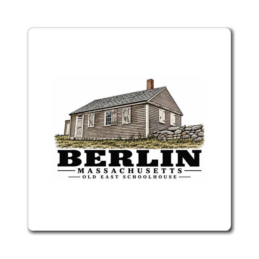 Illustrated Old East Schoolhouse in Berlin on square magnet