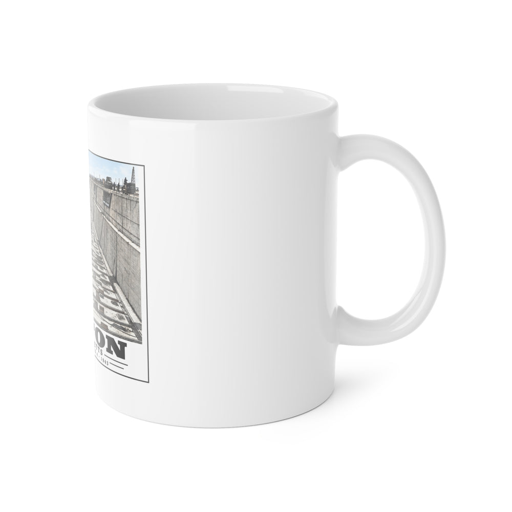 Dry dock #4 US Naval Dry dock, South Boston, completed June 1943 11 oz White Ceramic Mug - Boston Harbor